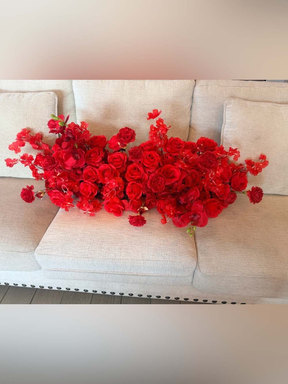 Vibrant Red Artificial Rose Garland - Home Accents